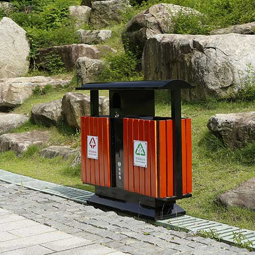 景區(qū)公園必備的景觀設(shè)施鋼木垃圾箱、與園林椅